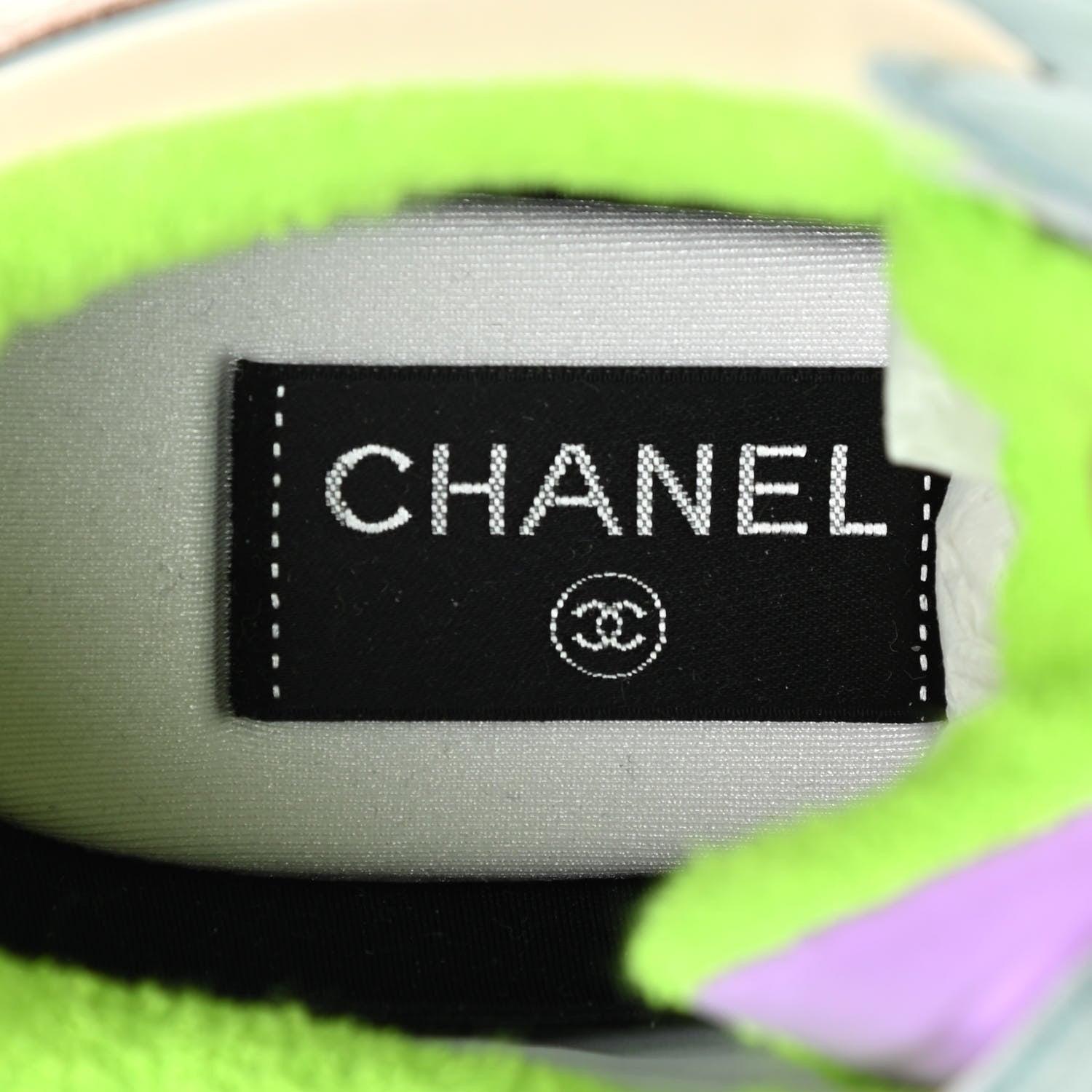 Chanel Nylon Lambskin Suede Calfskin CC Sneakers 39 Green Purple Pink 6 of 7