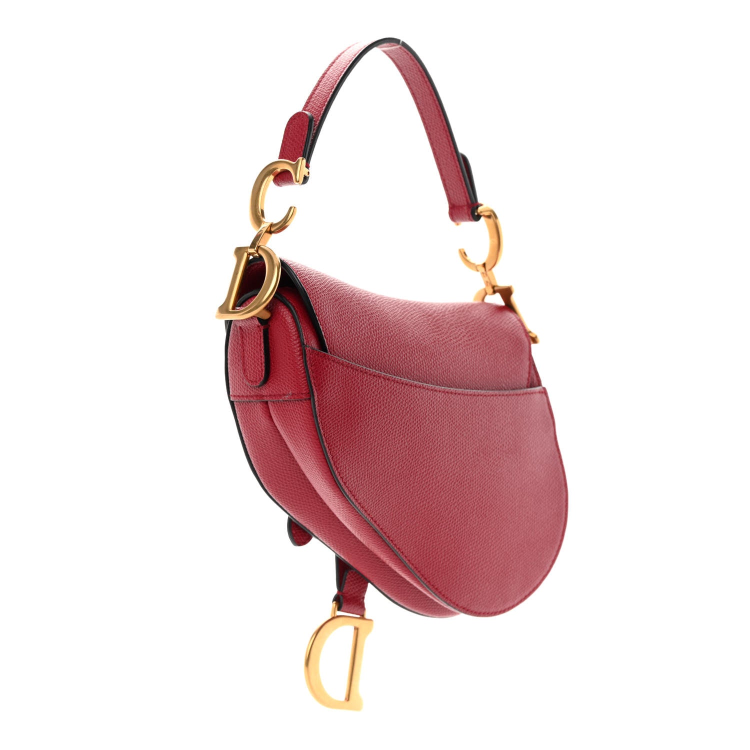 Christian Dior Grained Calfskin Mini Saddle Bag Red 3 of 11