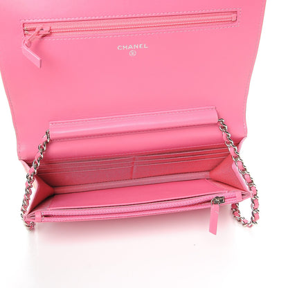 Chanel Faded Lambskin Quilted Zephyr Wallet on Chain WOC Dark Pink 6 of 10