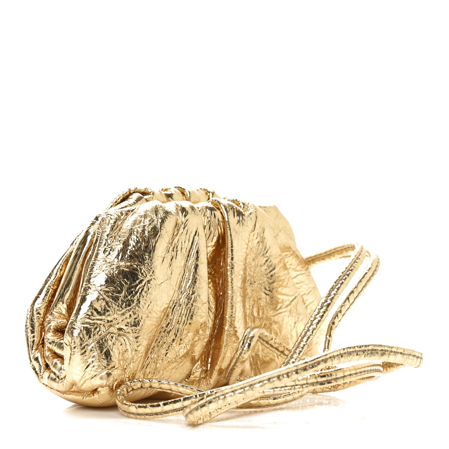 Bottega Veneta Metallic Crinkled Lambskin The Coin Purse Oro