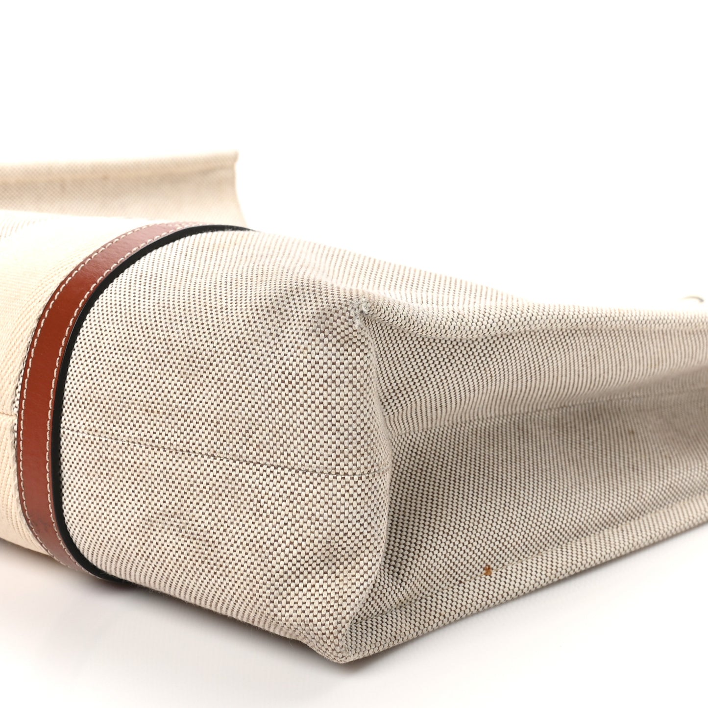 Cotton Calfskin Large Woody Ribbon Tote White Brown