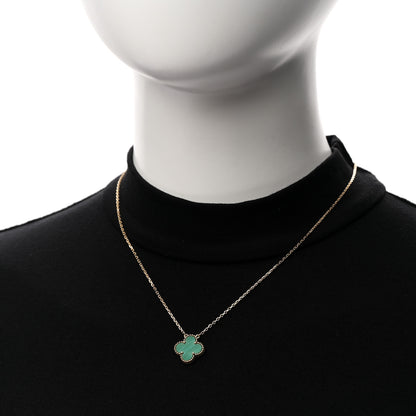 Van Cleef & Arpels 18K Yellow Gold Malachite Vintage Alhambra Pendant Necklace 2 of 7