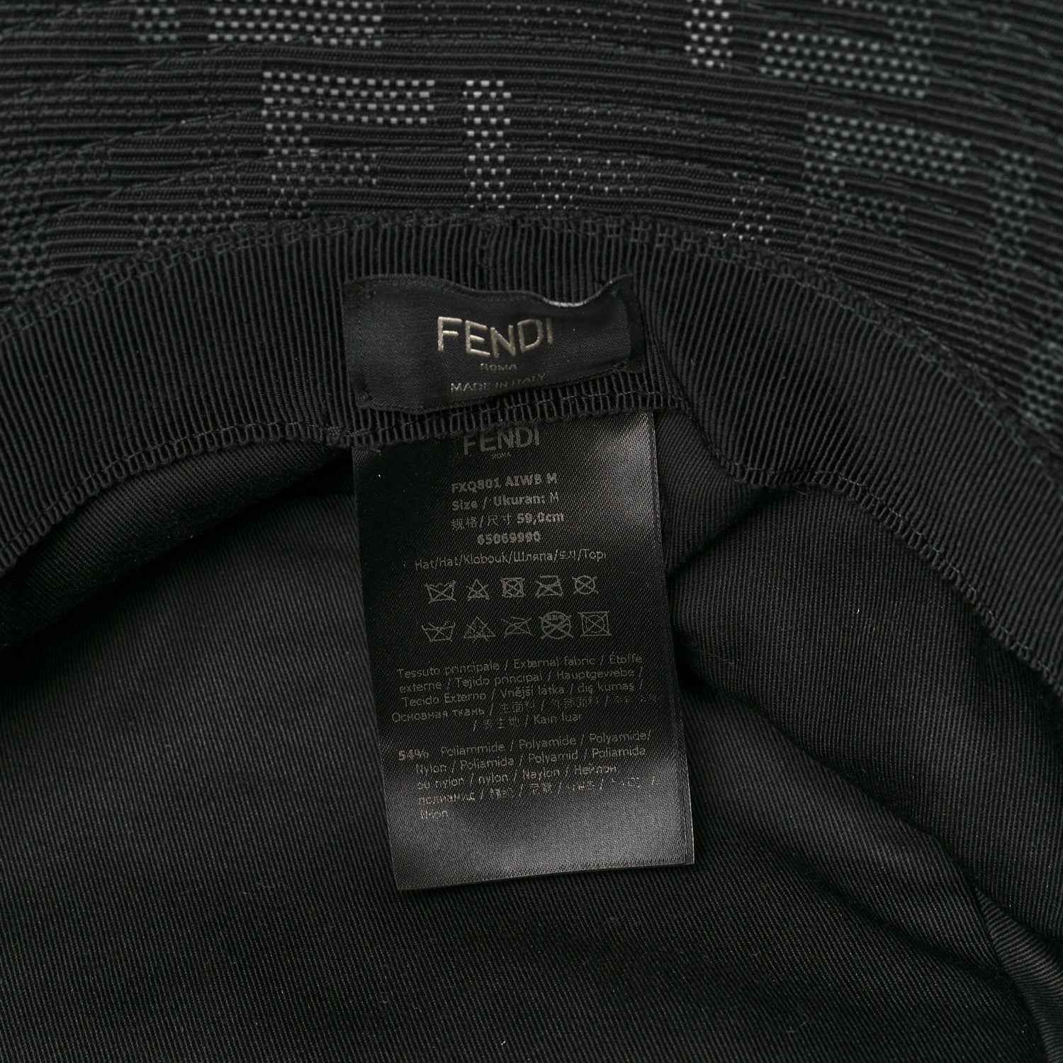 Fendi Nylon Zucca FF Bucket Hat M Black 7 of 7