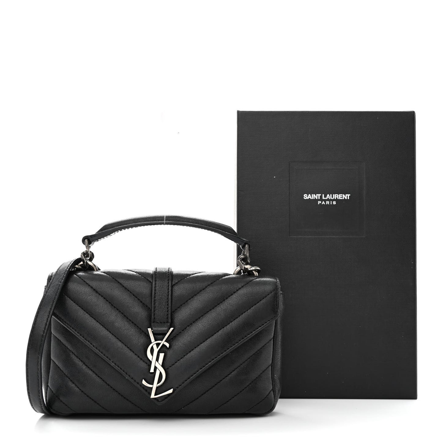 Saint Laurent Chevron Shoulder Bag Black