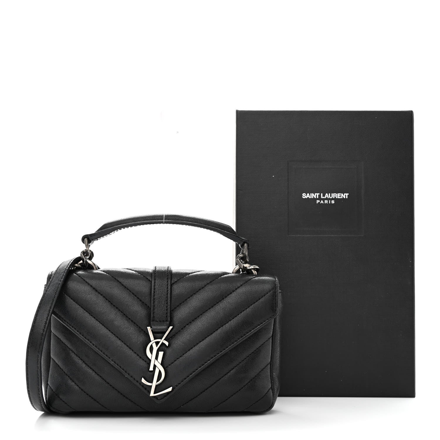 Saint Laurent Saint Laurent Chevron Shoulder Bag Black 14 of 14