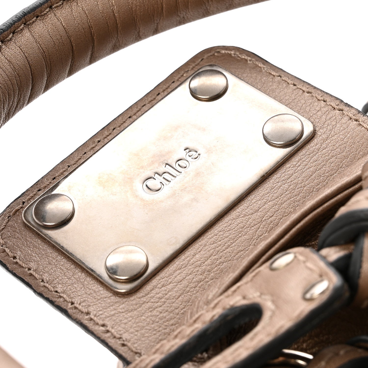Chloe Metallic Calfskin Medium Paddington Satchel Taupe 14 of 14