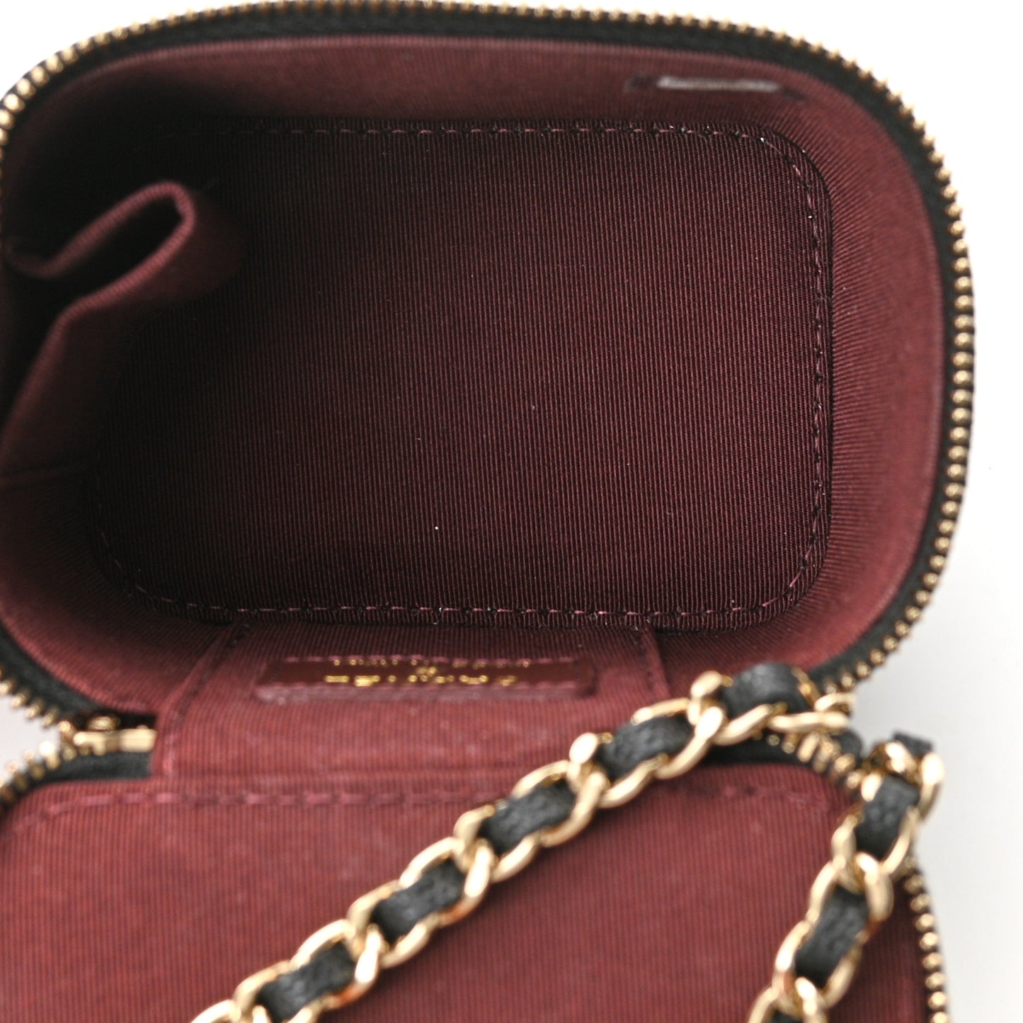 Caviar Quilted Mini Vanity Case With Chain Black