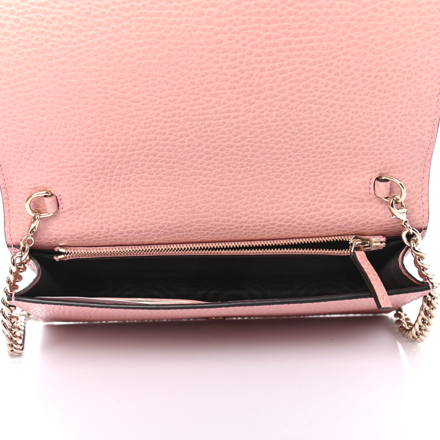 Dollar Calfskin Medium Betty Chain Wallet Soft Pink