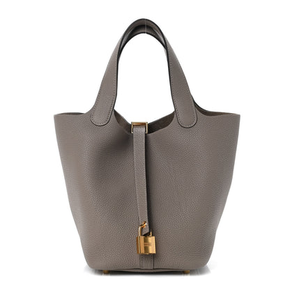 Hermes Taurillon Clemence Picotin Lock 18 PM Gris Asphalte 1 of 11
