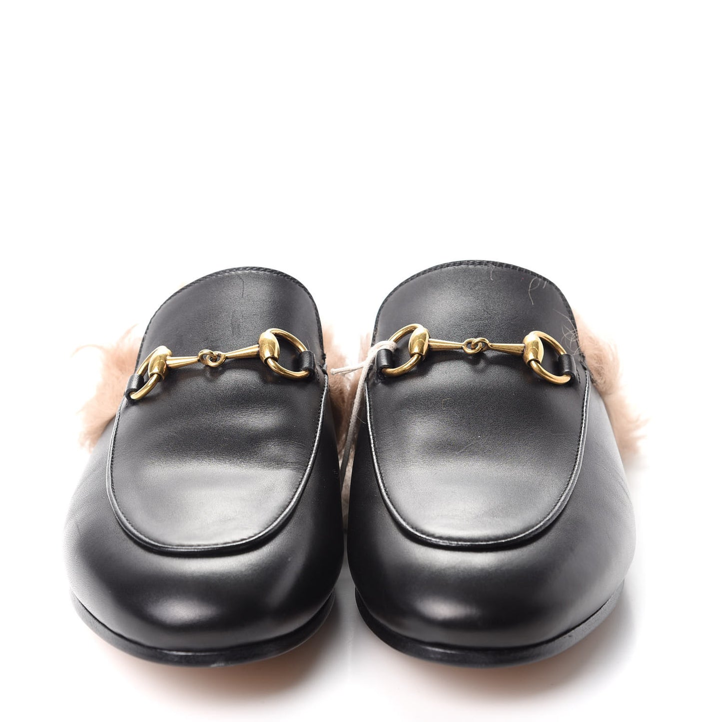 Calfskin Fur Womens Princetown Slippers 36.5 Black