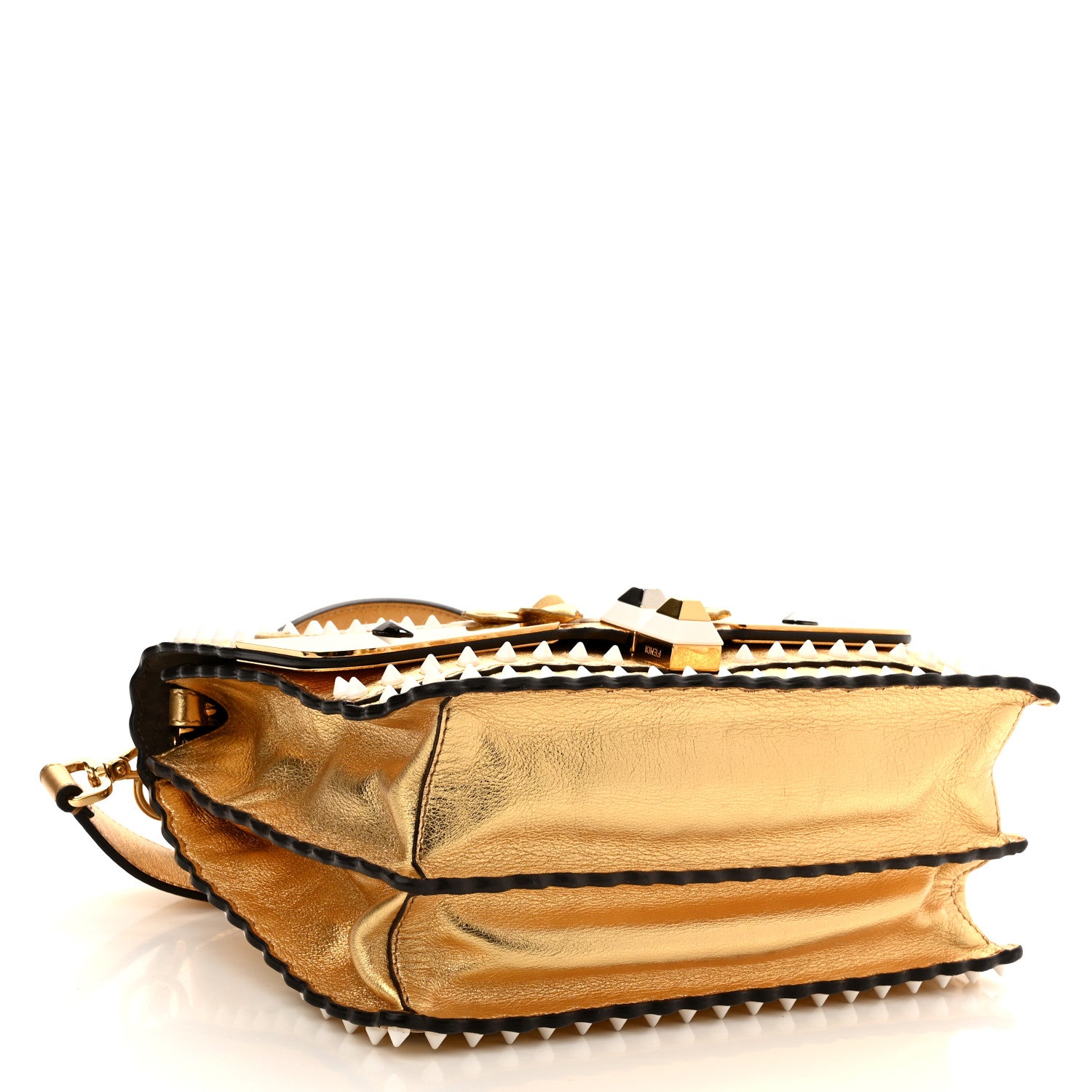 Fendi Metallic Calfskin Wonder Monster Kan I Shoulder Bag Gold 5 of 10