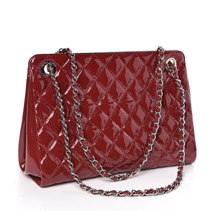 Chanel Patent Quilted Timeless CC Shopping Tote Red 3 of 10