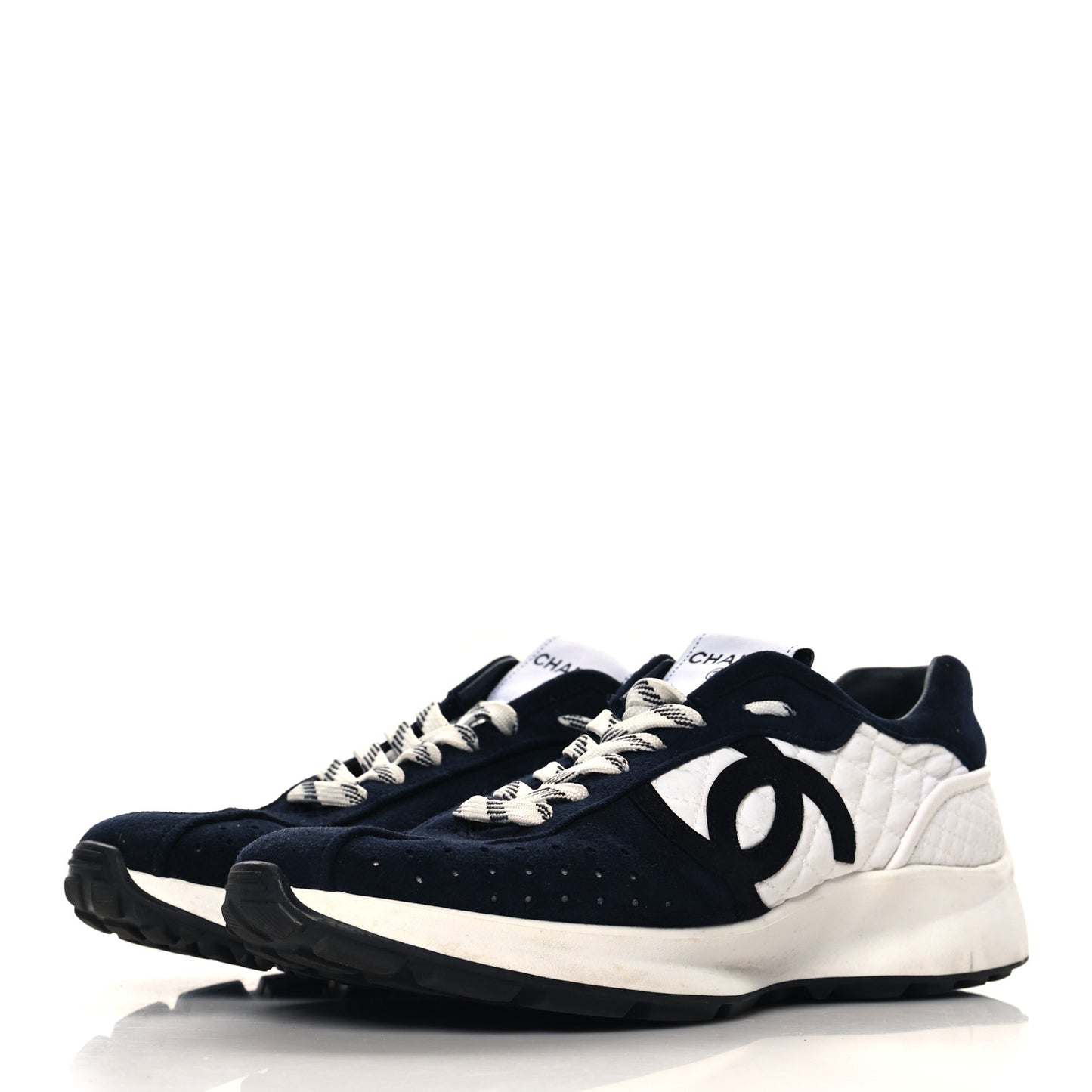 Fabric Suede Kidskin CC Sneakers 41 Dark Navy White