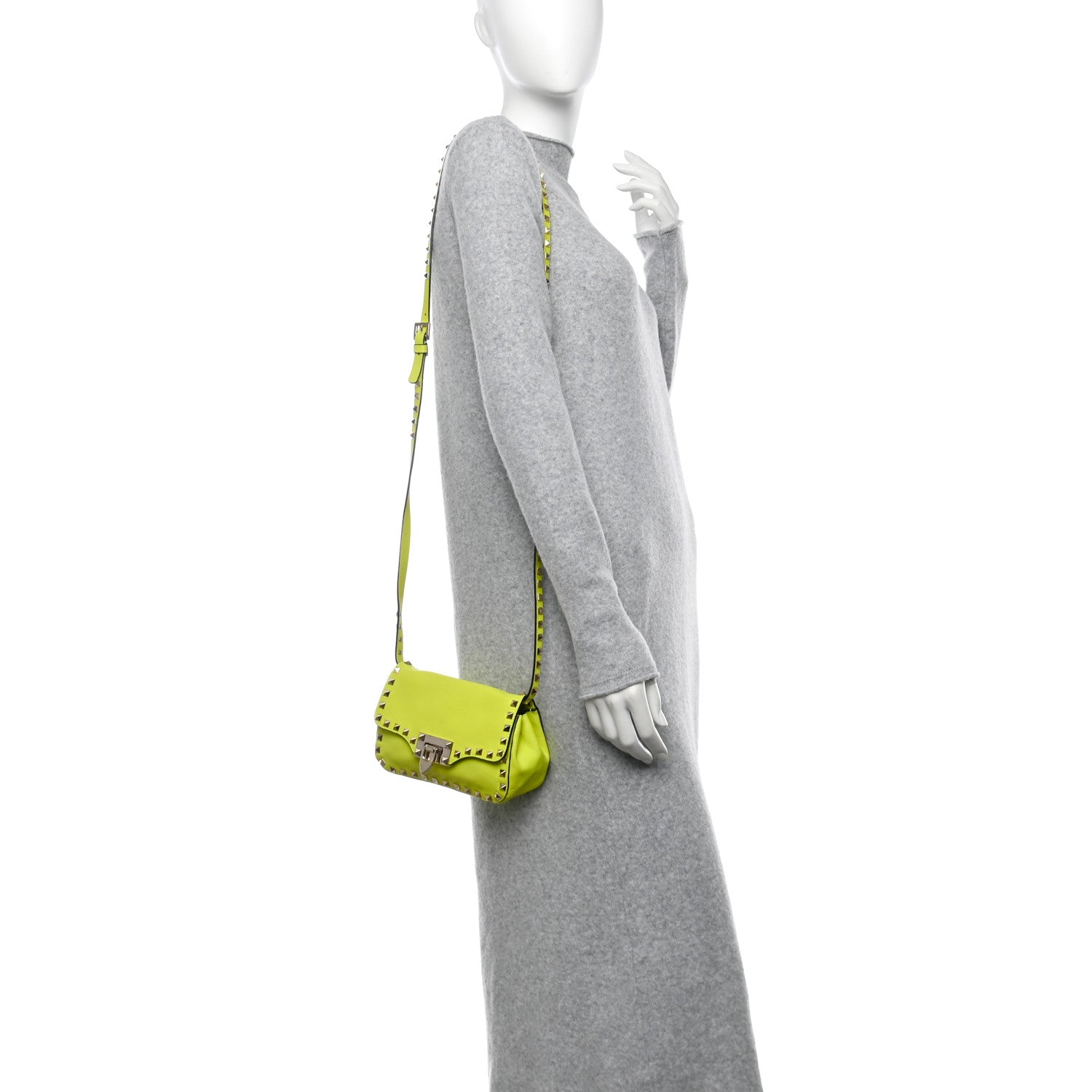 Valentino Garavani Vitello Mini Rockstud Flip Lock Crossbody Bag Yellow Fluo 2 of 9