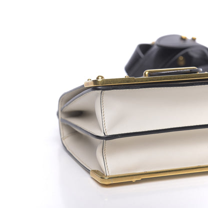 Prada City Calfskin Saffiano Cahier Bag White Black 8 of 9