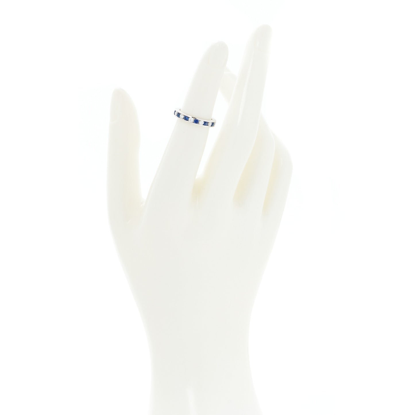 Platinum Diamond Blue Sapphire Eternity Band Ring 48 4.5