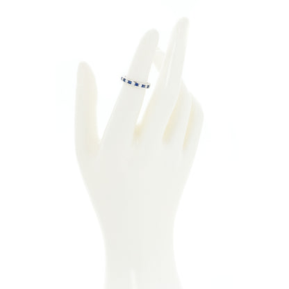 Tiffany Platinum Diamond Blue Sapphire Eternity Band Ring 48 4.5 2 of 6