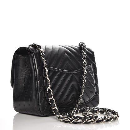 Chanel Lambskin Chevron Quilted Mini Square Flap Black 3 of 8