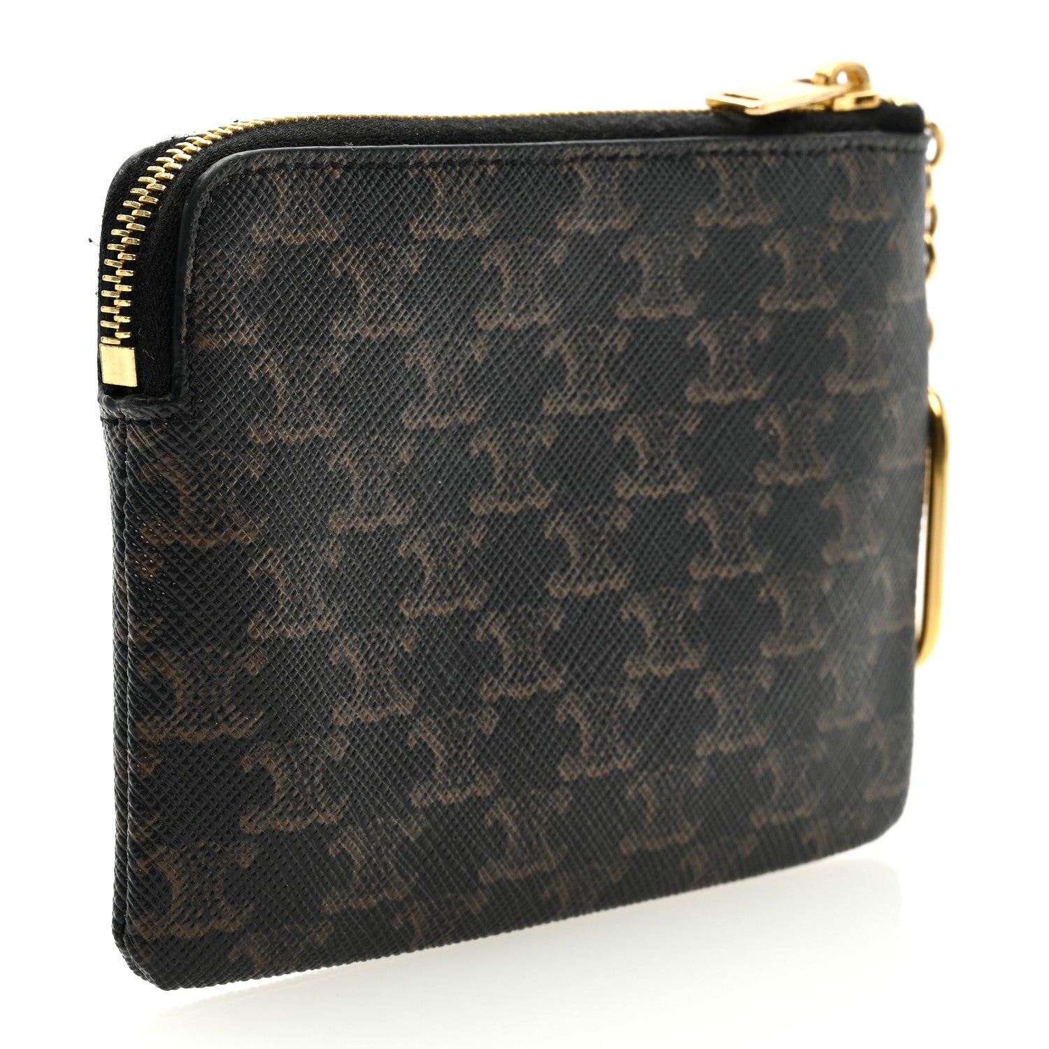 Celine Triomphe Canvas Coin and Card Pouch With Hook Black 3 of 6