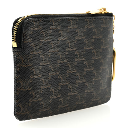 Celine Triomphe Canvas Coin and Card Pouch With Hook Black 3 of 6