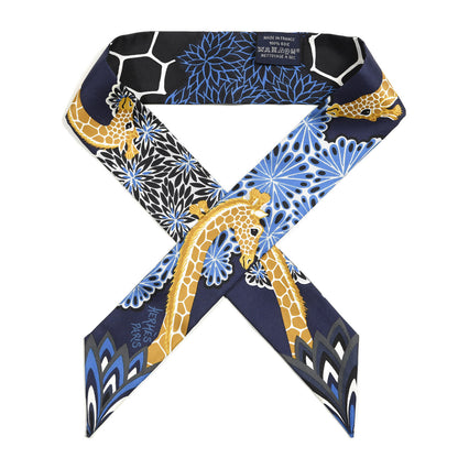 Hermes Silk The Three Graces Twilly Bleu Nuit Gold Black 1 of 3
