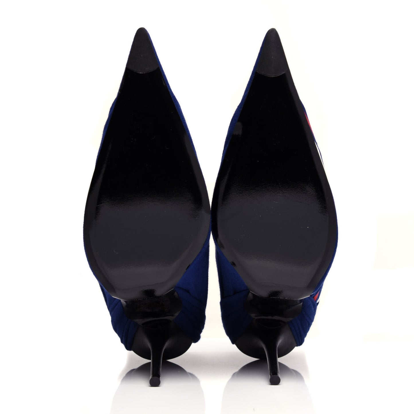 Jersey Crepe Political Campaign Logo Knife 115 Pointed Pumps 41 Pacifique White Rouge