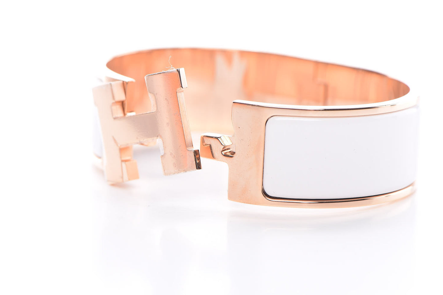 Enamel Wide Clic Clac H Bracelet GM White