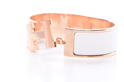 Hermes Enamel Wide Clic Clac H Bracelet GM White 5 of 6