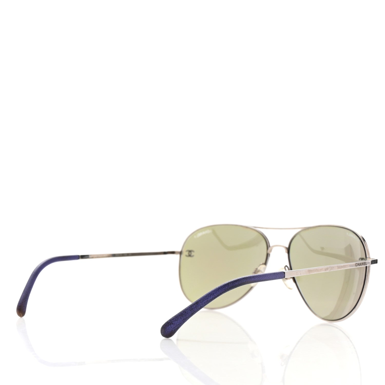Chanel Metal Pilot Aviator CC Sunglasses 4189-T-Q Silver 4 of 8