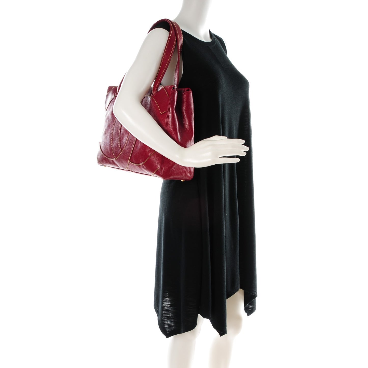 Caviar CC Stitched Tote Red