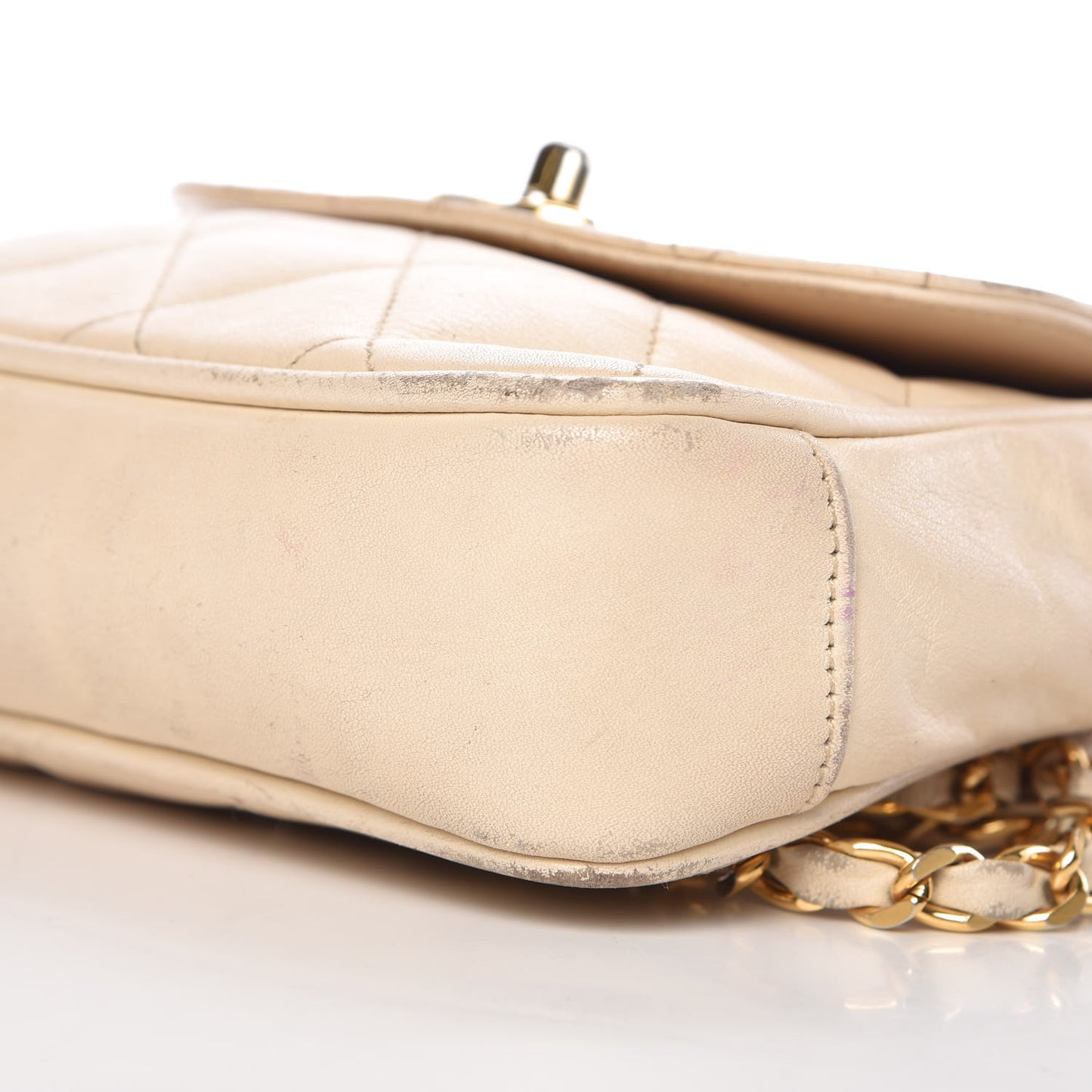 Caviar Quilted Mini Square Flap White