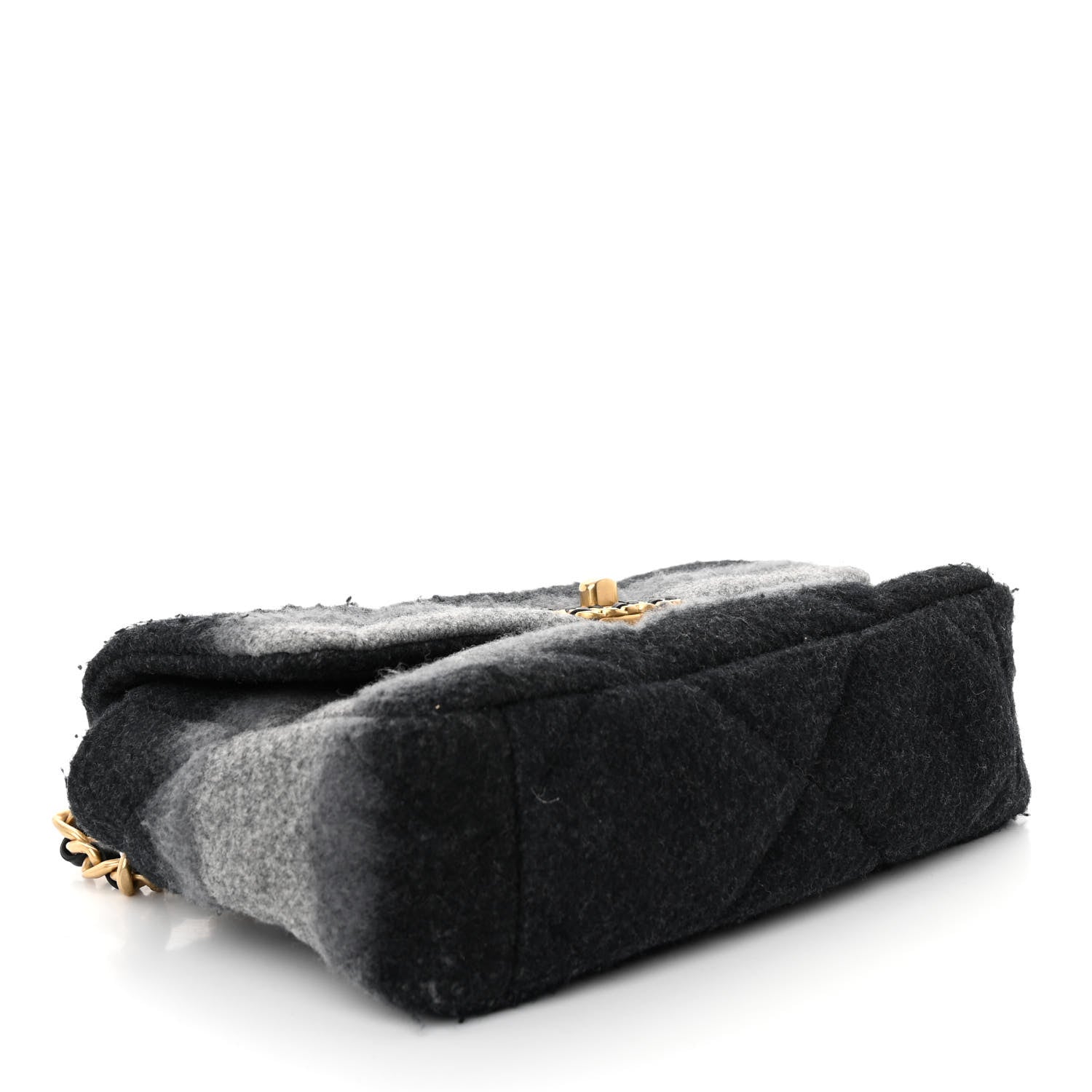 Chanel Wool Quilted Medium Chanel 19 Flap Black Grey 4 of 12