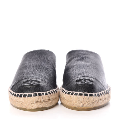 Chanel Grained Calfskin CC Espadrilles 37 Navy Black 2 of 11
