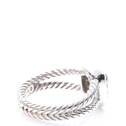 David Yurman Sterling Silver Diamond Blue Topaz 7mm Petite Albion Ring 54 6.75 3 of 5