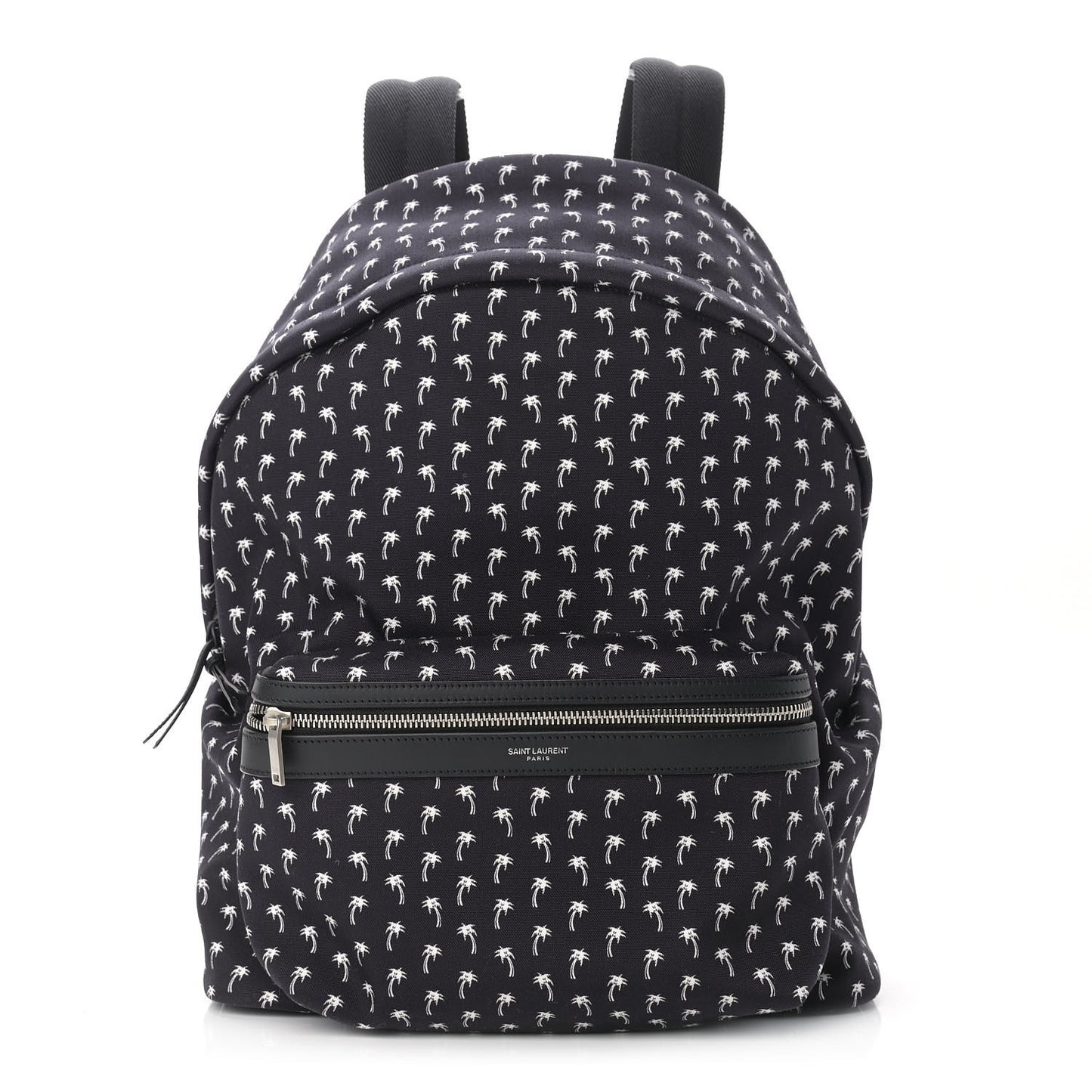 Canvas Palm Tree Print City Backpack Black White