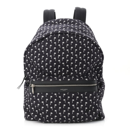 Saint Laurent Canvas Palm Tree Print City Backpack Black White 1 of 9