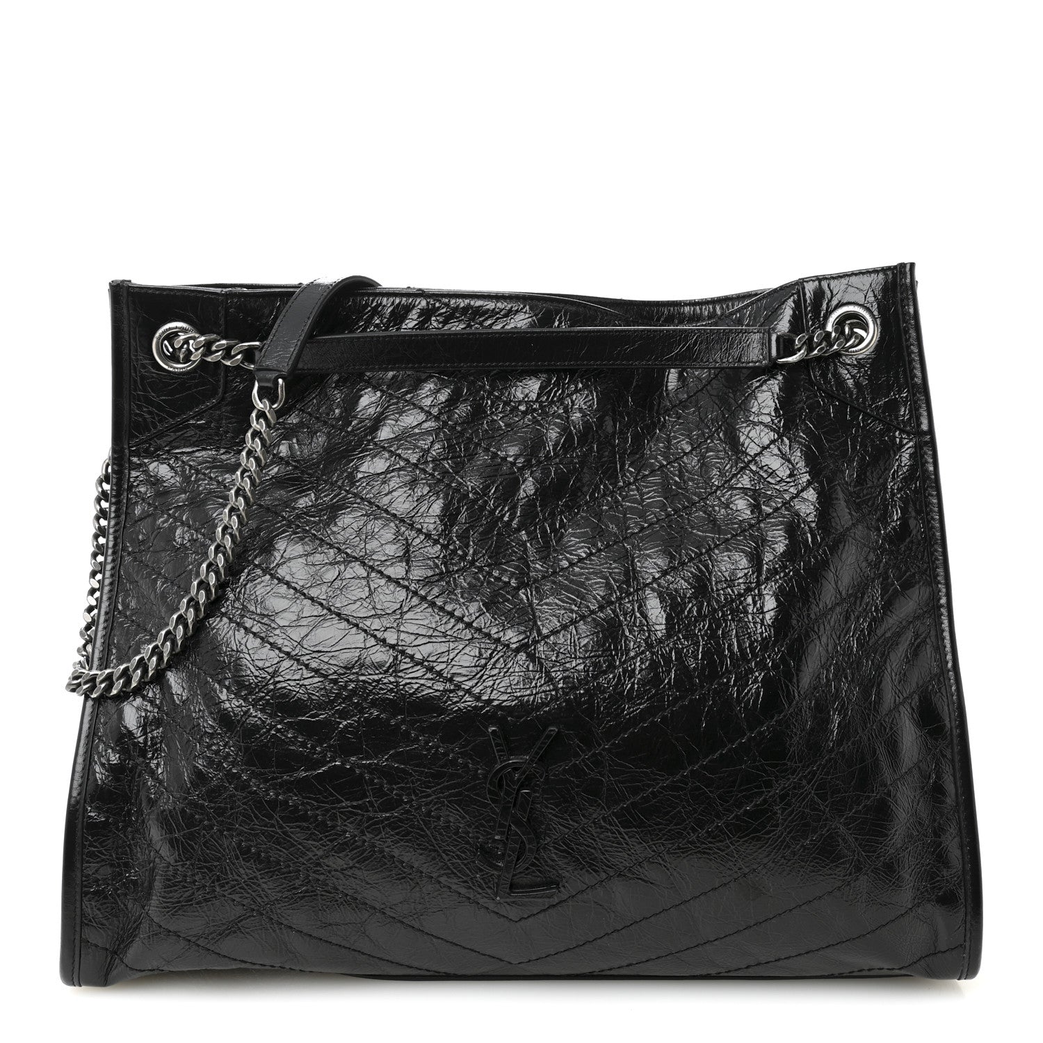 Saint Laurent Crinkled Calfskin Matelasse Monogram Large Niki Shopper Tote Black 1 of 10