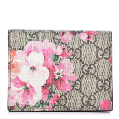 Gucci GG Supreme Monogram Blooms Card Case Beige Multicolor Dry Rose 1 of 14