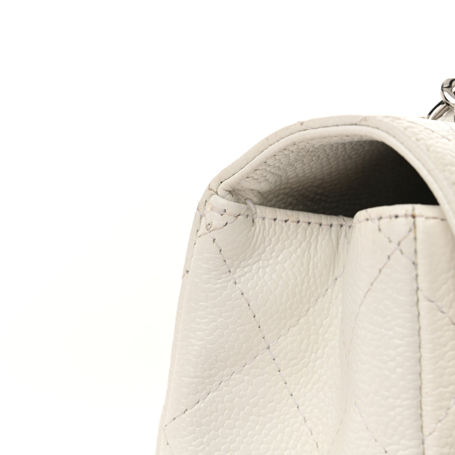 Chanel Caviar Quilted Jumbo Single Flap White 14 of 15