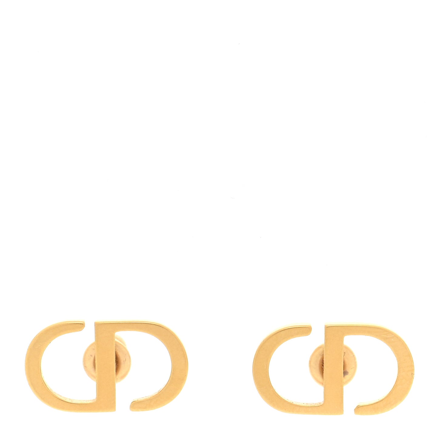 Metal Petit CD Stud Earrings Gold
