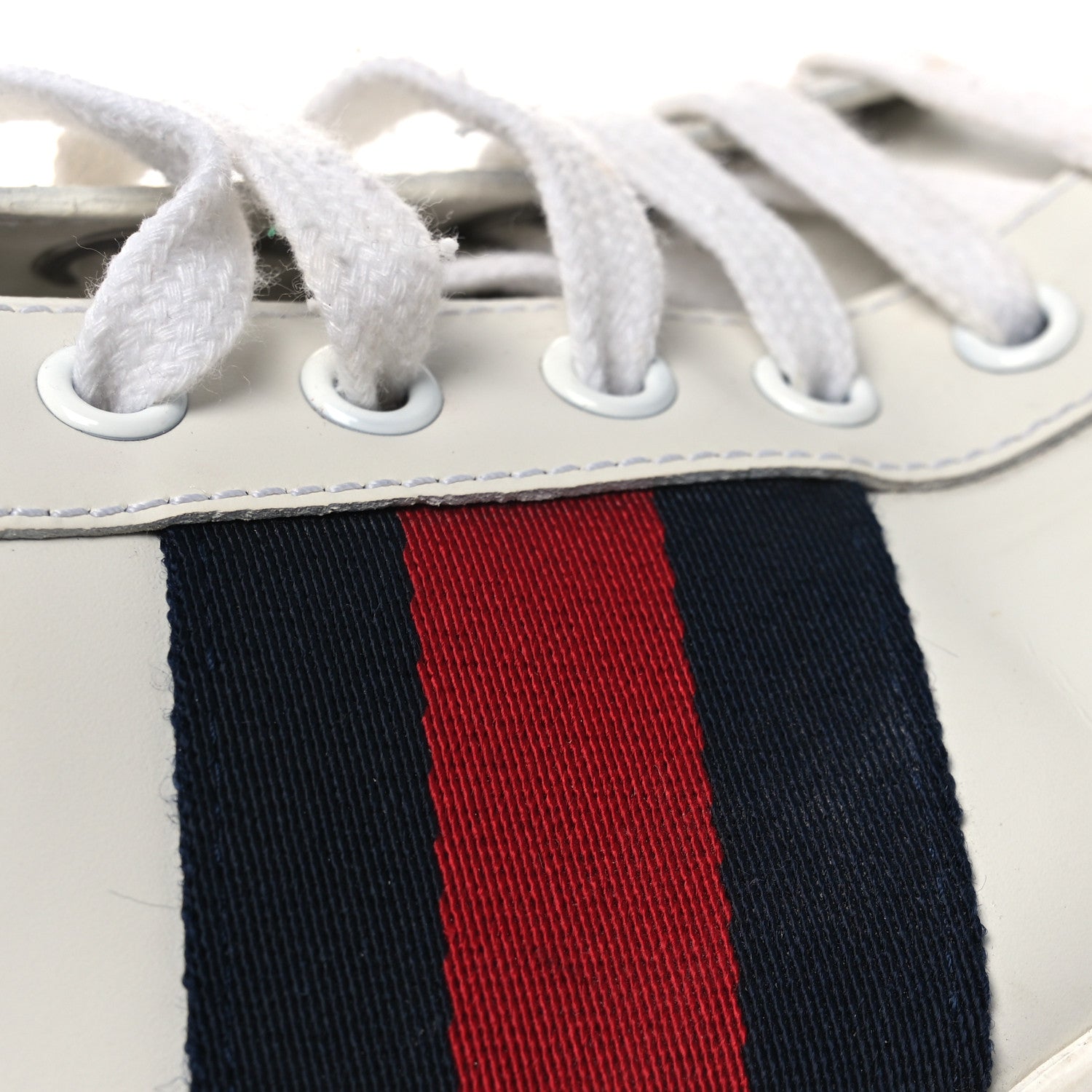 Gucci Calfskin Ayers Web Mens Ace Sneakers 10.5 White Blue 15 of 17