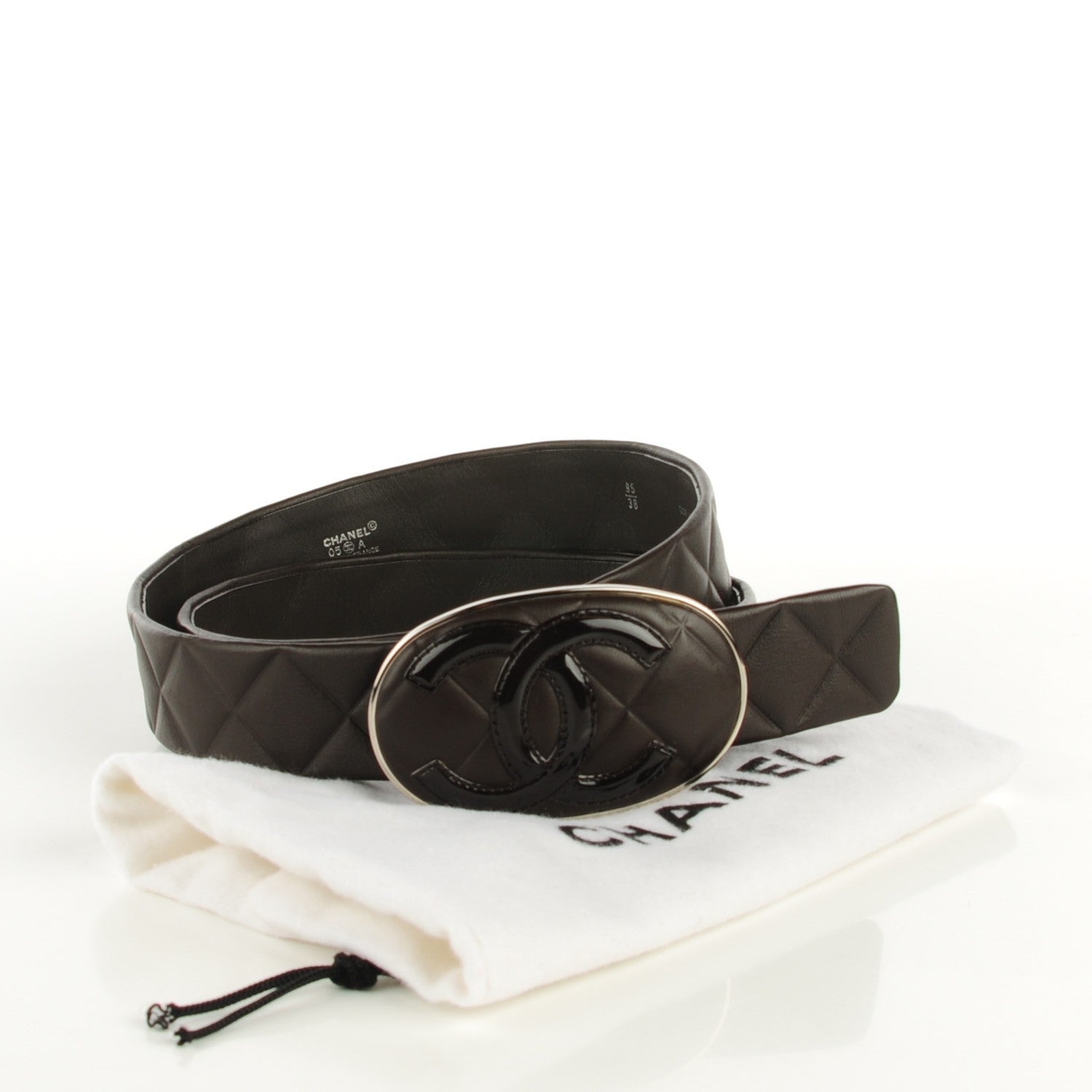 Chanel Calfskin Quilted CC Belt 95 38 Dark Brown 4 of 7