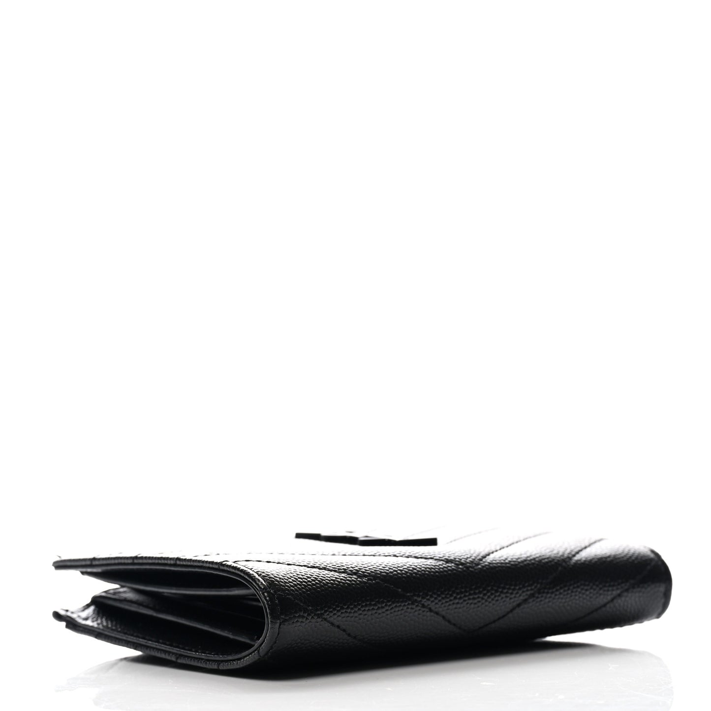 Grain De Poudre Matelasse Chevron Monogram Zipped Two-Part Wallet Black