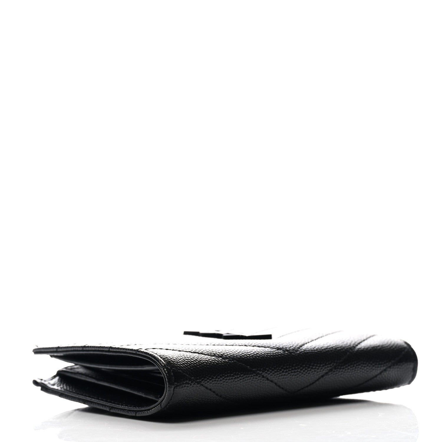 Saint Laurent Grain De Poudre Matelasse Chevron Monogram Zipped Two-Part Wallet Black 3 of 7