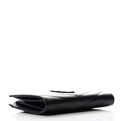 Saint Laurent Grain De Poudre Matelasse Chevron Monogram Zipped Two-Part Wallet Black 3 of 7