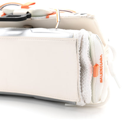 Balenciaga Faux Calfskin Fabric Glow In The Dark Small Sneakerhead Top Handle Bag White Orange 10 of 11