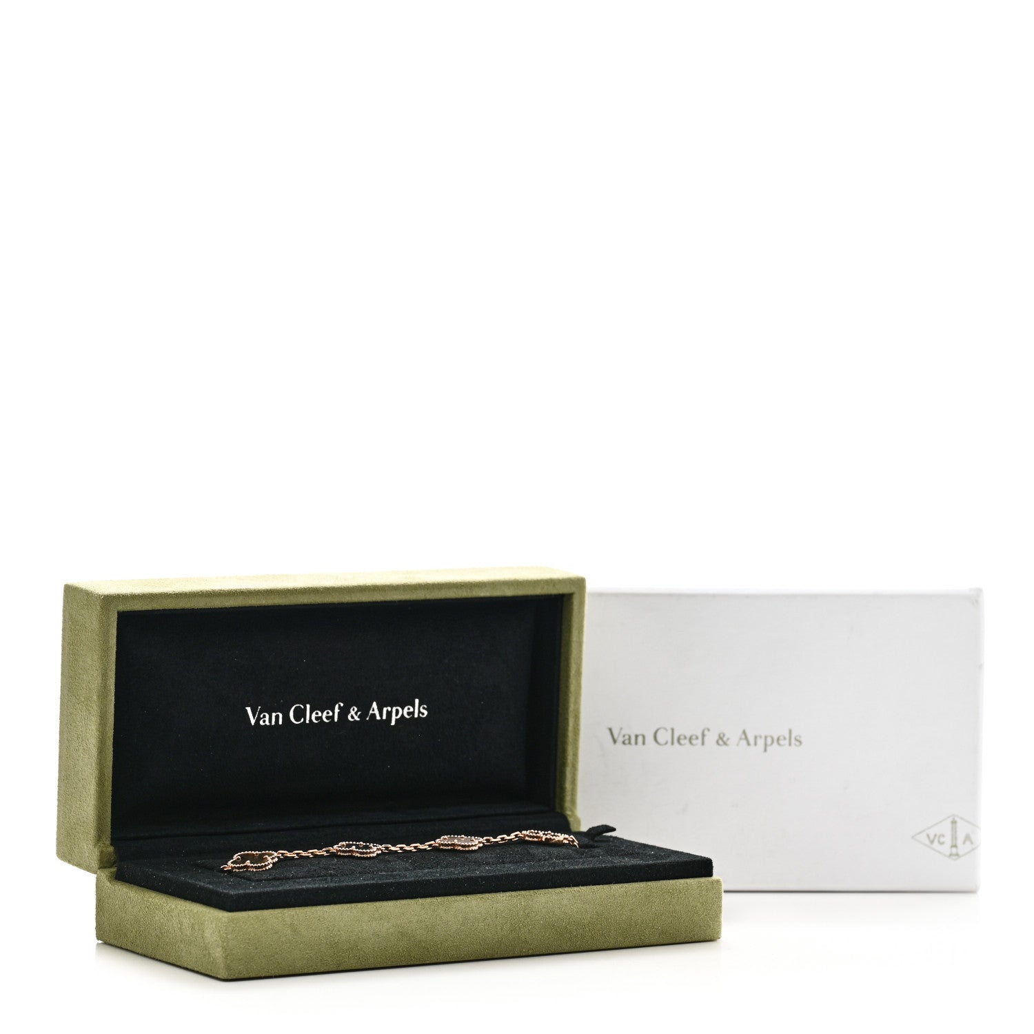 Van Cleef & Arpels 18K Rose Gold Gray Mother of Pearl 5 Motifs Vintage Alhambra Bracelet 5 of 5