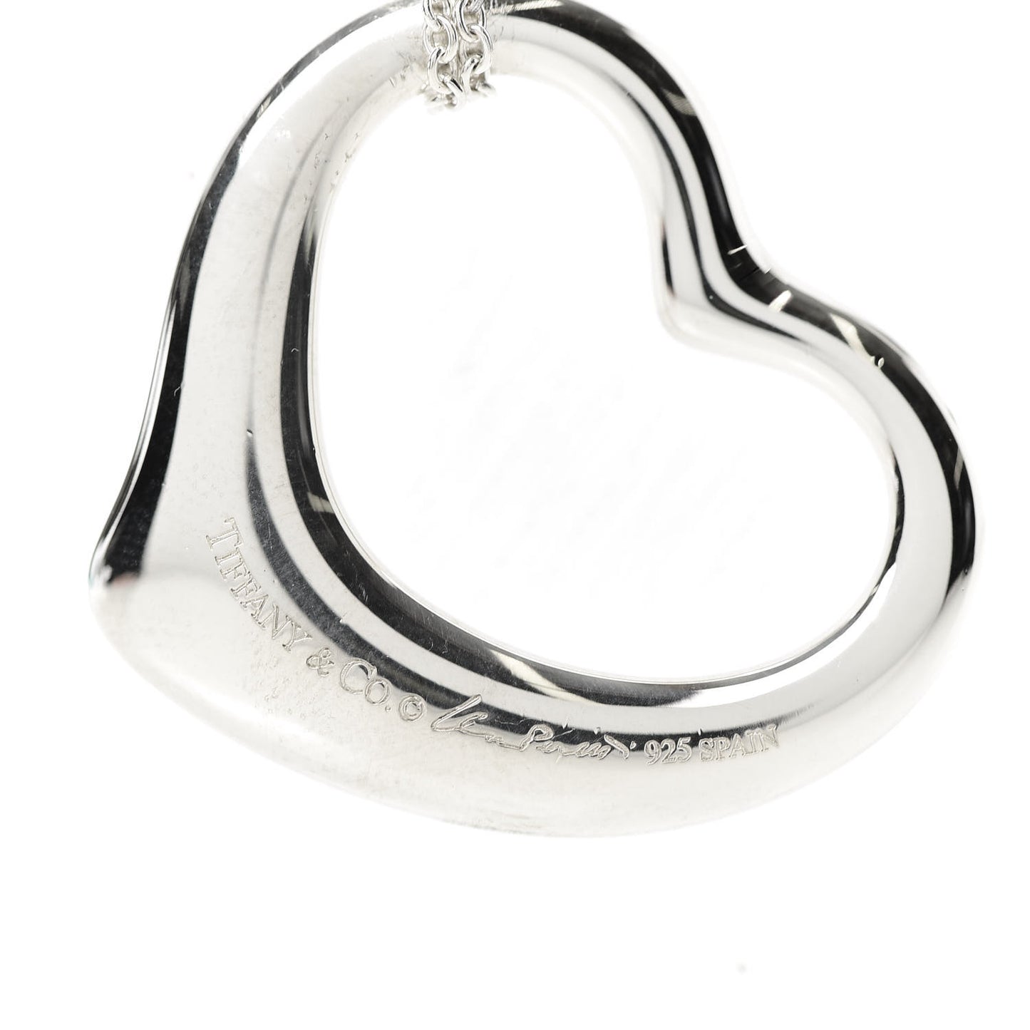 Sterling Silver 36mm Elsa Peretti Open Heart Pendant Necklace