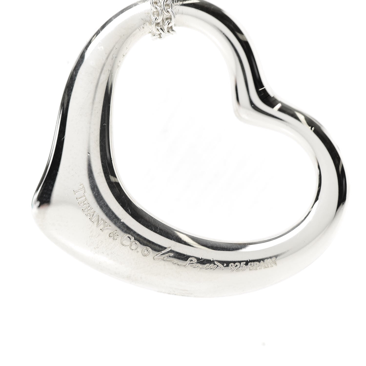 Tiffany Sterling Silver 36mm Elsa Peretti Open Heart Pendant Necklace 4 of 5