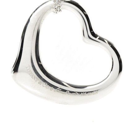 Tiffany Sterling Silver 36mm Elsa Peretti Open Heart Pendant Necklace 4 of 5